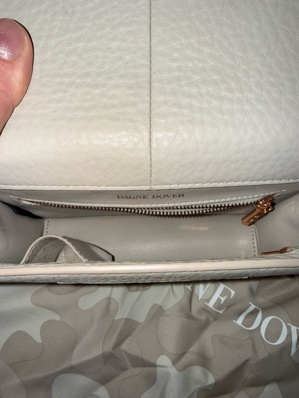 Dagne Dover Cream Leather Crossbody Bag - Picture 9 of 13